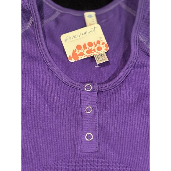 Free People Movement Top Womens M/L Long Sleeve Waffle Henley Pullover - Picture 3 of 4